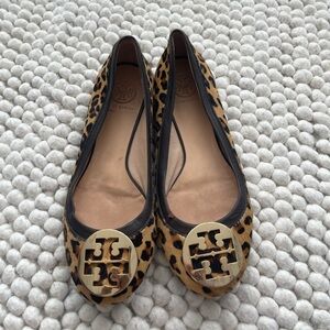 Tory Burch Leopard Print Flats Calf Hair